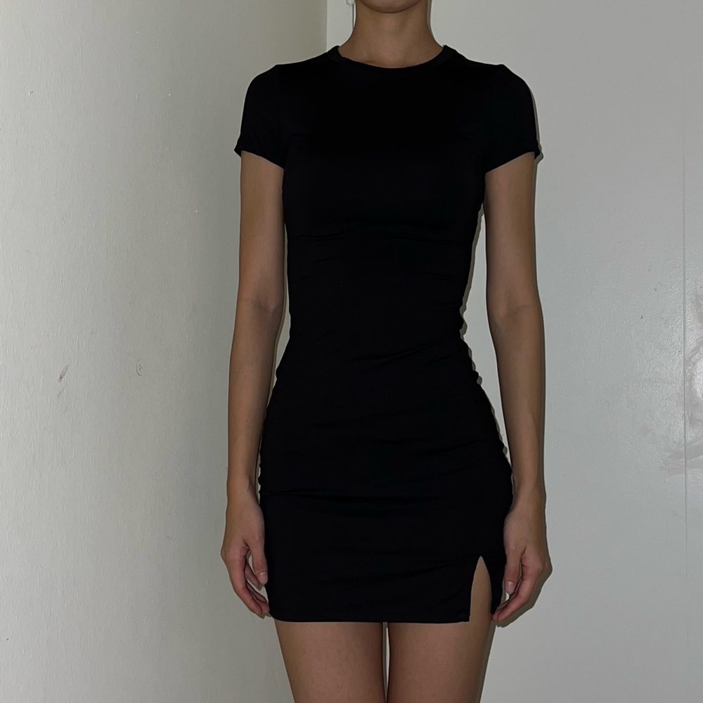 H&M Black Mini Dress with Short Sleeves